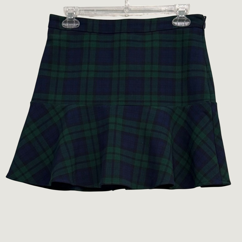 Vineyard Vines Womens preppy academia Plaid Flounce Mini Skirt Blue Green 2